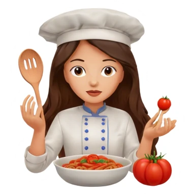 Long hair brunette chef making tomato pasta dish sticker