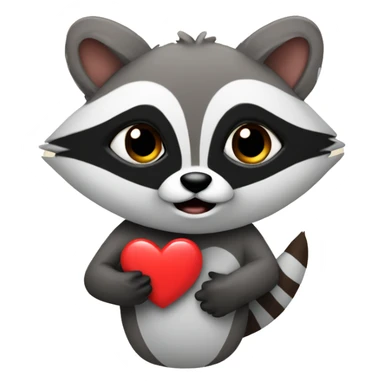 racoon wirh heart sticker