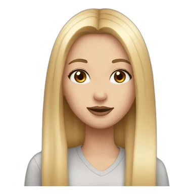 a girl with long, straight blond hair, gray eyes, plump lips, light makeup sticker