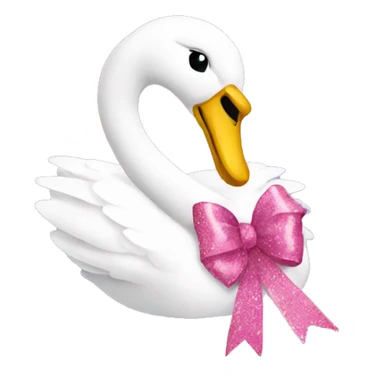 Swan with pink ribbon and glitter sticker