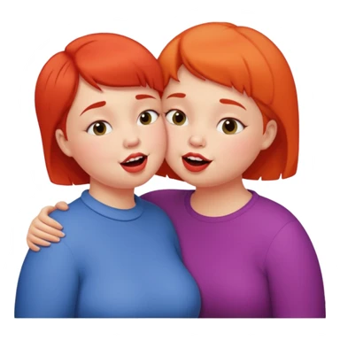 Chubby little woman kissing tall woman with huge teeth and short hair sticker