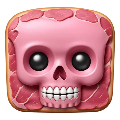 kawaii skull EMOJI made of SPAM MEAT sticker