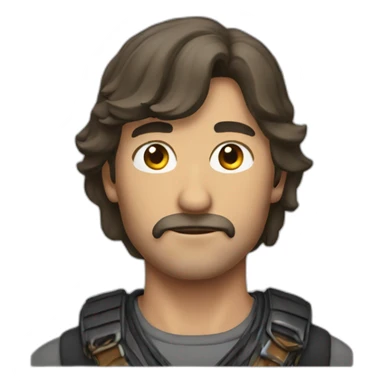 Man with sward sticker