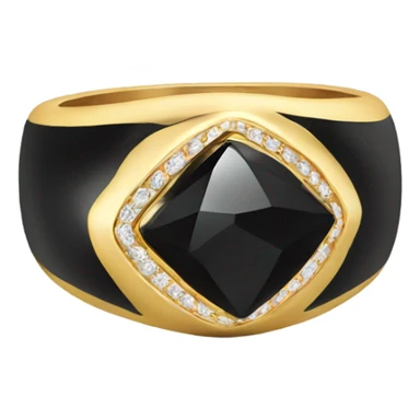 gold ring with black oval diamond sticker