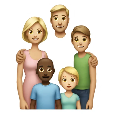 White Family with 3 kids eldest boy 1 girl 1 infant girl sticker
