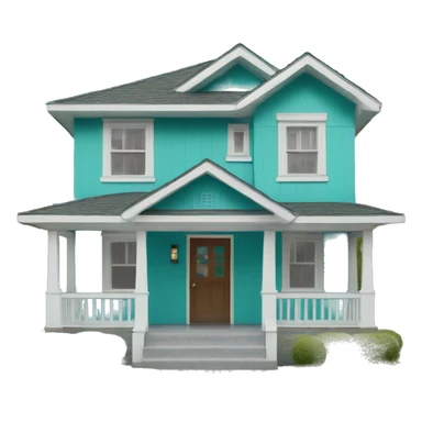 Turquoise and white craftsman style house  sticker