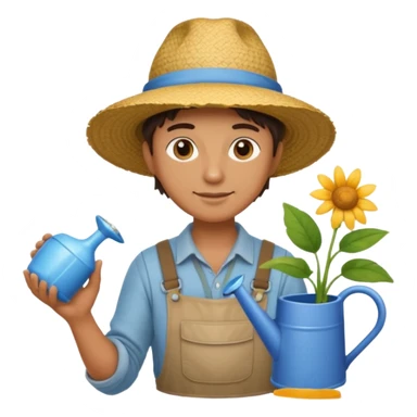 gardener holding watering pot sticker