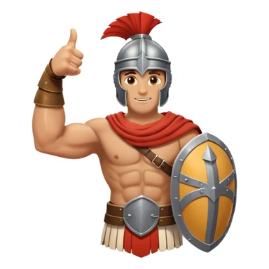 A Muscular Gladiator with a helmet the Arm only showing Thumbs up sticker