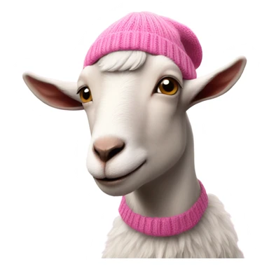 A goat in a pink knitted hat sticker