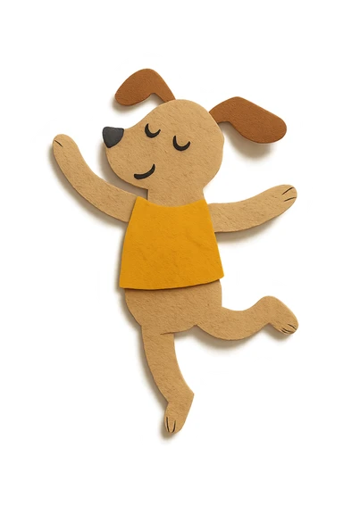 dancing dog paper craft style sticker