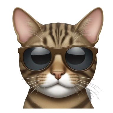 Brown and grey tabby Cat with sunglasses sticker