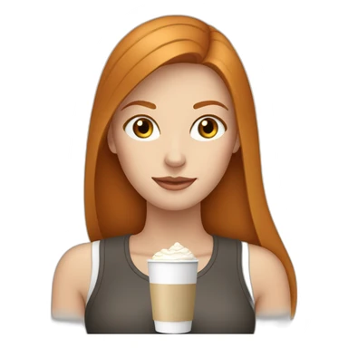 Ginger straight hair and blue eyes woman drinking a latte sticker