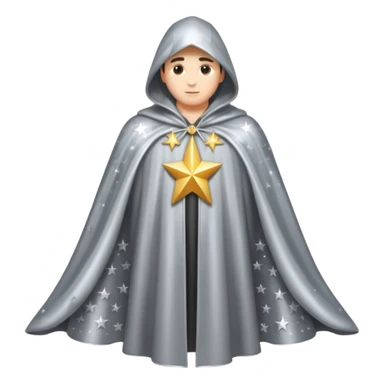 a fantasy  magic, silver color with star pattern cloak sticker