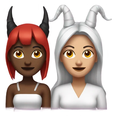 Ma & woman with devil horns sticker