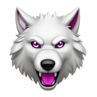 angry white wolf with  magenta eyes sticker