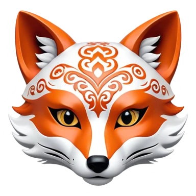 ​Cinematic Realistic Japanese Kitsune Mask, depicted as an intricately carved fox mask with flowing, delicate features and vivid traditional patterns, its mysterious eyes set against a softly blurred background that emphasizes its mystical allure and cultural significance, rendered with detailed textures and refined lighting, sticker