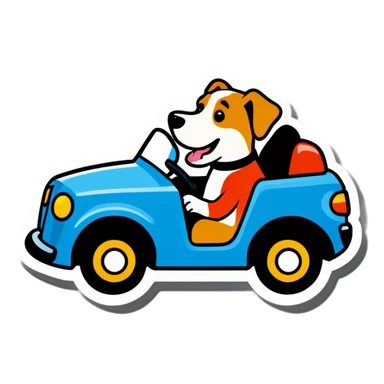 Dog driving  sticker