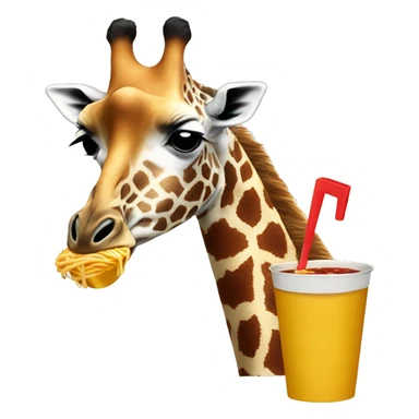 Giraffe eating a ramen sticker