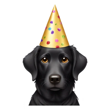 Black dog in party hat sticker