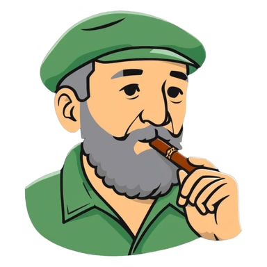 Fidel Castro with a cigar sticker