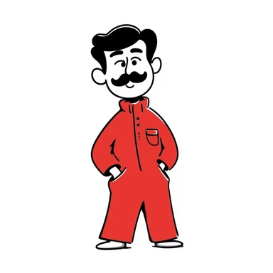 Recep İvedik, comedic Turkish character with bushy mustache, thick eyebrows, red tracksuit, expressive face, hand drawn doodle style sticker