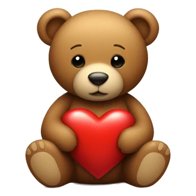 Teddy bear holding a red heart sticker