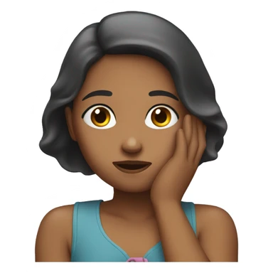 a girl sighing with a hand on the head sticker