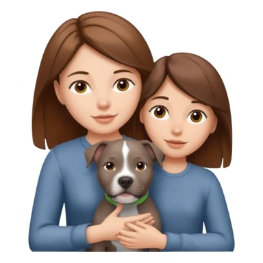 Grey pitbull with Brown haired Girl  sticker
