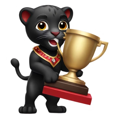black and red panther holding a trophy sticker
