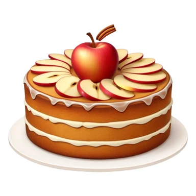 cinematic-realistic-apfelkuchen-dessert-emoji,-depicted-as-a-classic-apple-cake-with-cinnamon-and-thinly sliced apples on the top a few neatly spread out-rendered-with-soft-textures-and-warm,-inviting-lighting. sticker