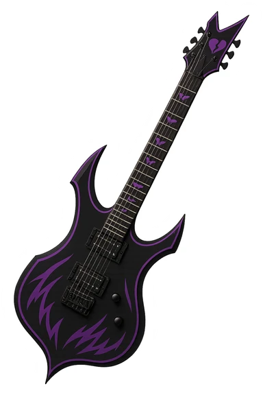 emo style black and purple guitar sticker