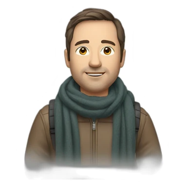 47 years old man with brown hair with grasses and scarf and on a wheelchair sticker