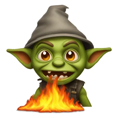 funny little goblin setting house on fire sticker