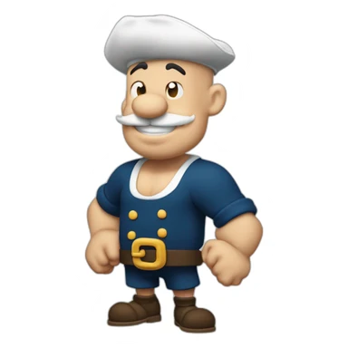 Popeye the Sailor show his left arm，no hat，full body sticker