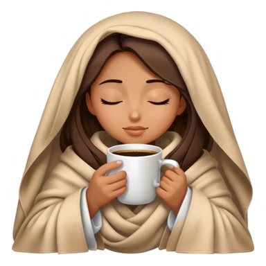girl inside a blanket sipping coffee eyes closed sticker