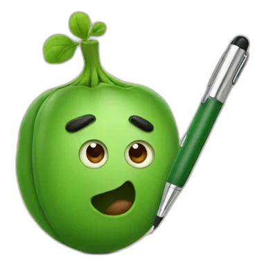 A pea holding a pen sticker