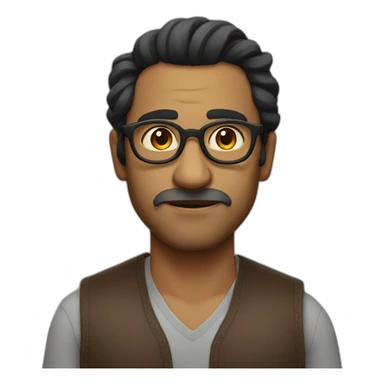 Indian man with round glasses, no beard or moustache and hair like Loki sticker