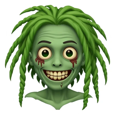 Make a image of a zombie with dreads make it like a emoticon not as sary sticker