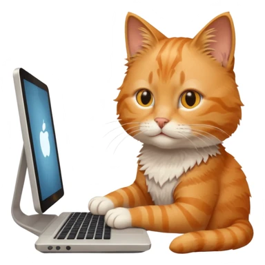 cat coding on computer sticker