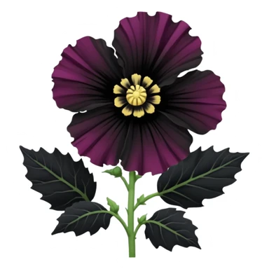 black hollyhock flower sticker