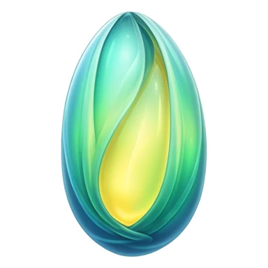 glowing green-blue ethereal magical cocoon with yellow magical aura, translucent, magical symbol, soft curves, gentle green-blue hues sticker