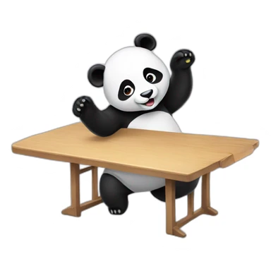 cartoon panda flipping a table sticker