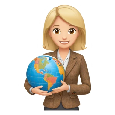 geography teacher woman with globe in the handes sticker