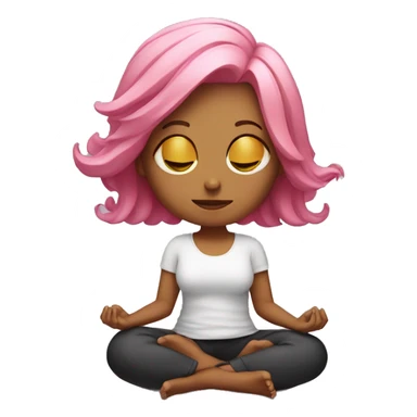 Pink hair girl meditating sticker