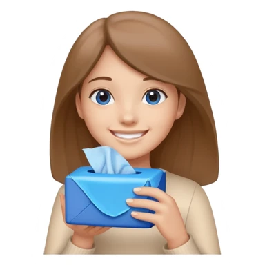Blue tissue box girl smilling. sticker