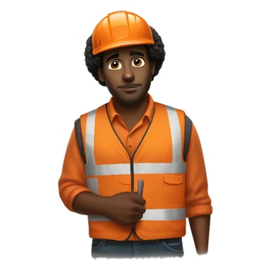 sad Black Male with Small Afro from Home Depot wearing orange pro loader vest pushing orange home depot carts sticker