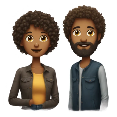 kiss of a curly hair girl and a beard guy sticker