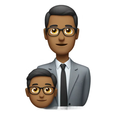 Man with glasses sitting on a little man with glasses sticker