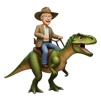 john hammond riding a dinosaur  sticker