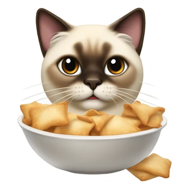 Chunky Siamese cat eating a crab Rangoon  sticker